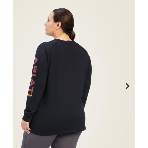 Ariat Womens Long Sleeve Tee Rebar Cotton Strong Logo Graphic - Picture 4 of 7